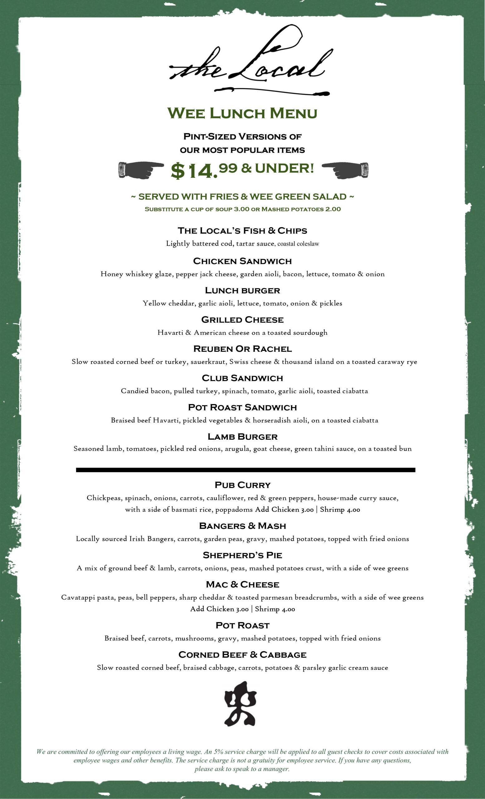 Lunch Menu Minneapolis The Local